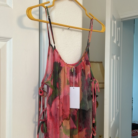 MWT  MISA Los Angeles Salome Long Sheer Dress/Top in Floral Print - Picture 10 of 10